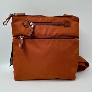 Osgoode Marley Small Traveler Crossbody Bag Nylon Leather Trim Copper Brown NWT